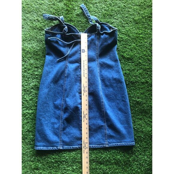 NEW Steve Madden Denim size LARGE Corset Mini Blue Jean Dress Summer Sweetheart - Picture 5 of 6